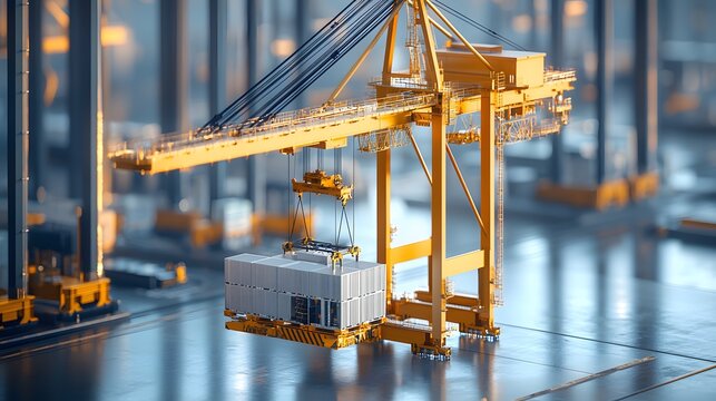 Harbor crane representing global logistics and smart city innovation, 3d...
