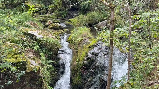 Beautiful waterfall along Ruta del Alba, Asturias, Spain