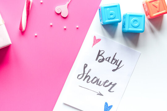 birth child baby shower concept boy or girl top view