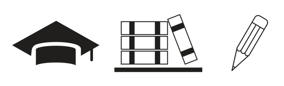 Education and learning black icon set vector illustration