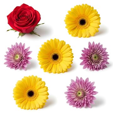 Beautiful colorful flowers arrangement with rose and daisies
