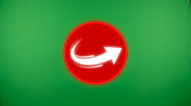 Red Circular Arrow Button on Green Background for Navigation