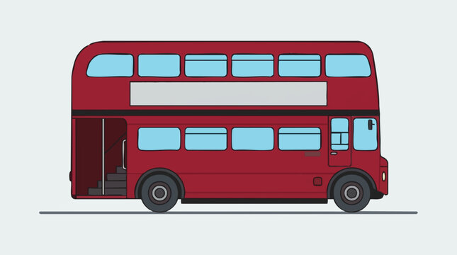 Red double-decker bus flat design vector illustration on a light background