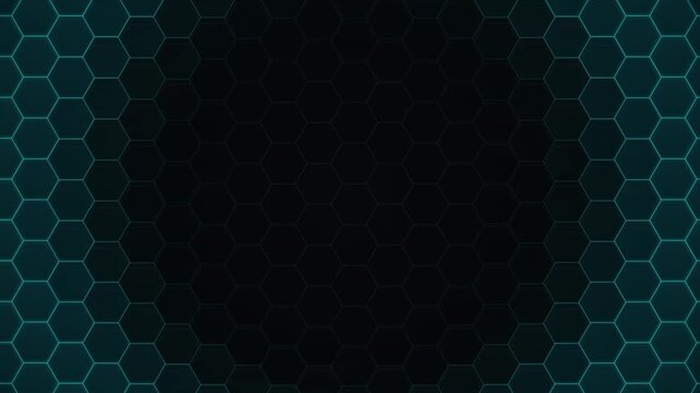 Futuristic Blue Glowing Hexagon Grid Animation Loop for Technology Background