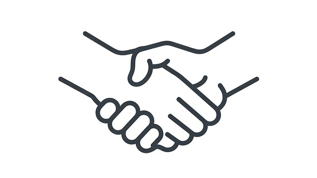 Minimalist handshake icon representing business cooperation partnership agreement teamwork success trust communication and professional deal growth strategy