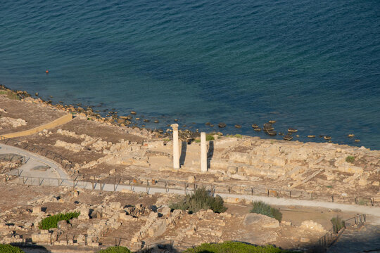 Tharros Archaeological Site in Sardinia, in San Giovanni in Sinis near the sea in the municipality of Cabras, Italy.