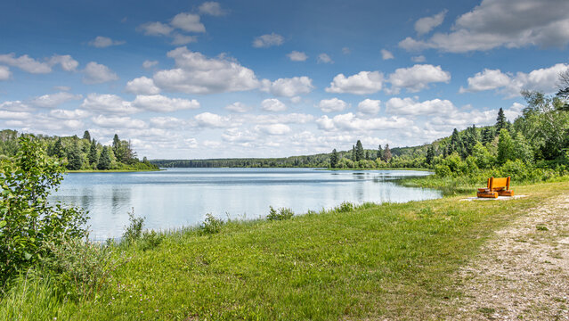 Anglin Lake, Saskatchewan, Canada on a Beautiful Partly Cloudy Summer Day