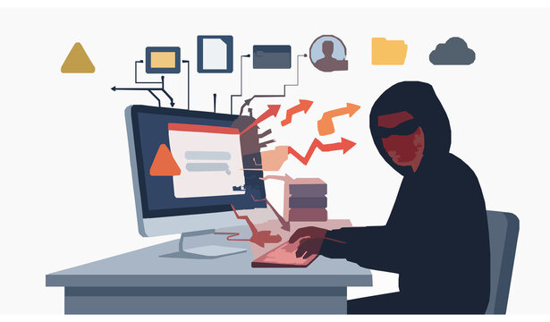 Phishing fraud and online scam vector concept with hacker stealing private user data