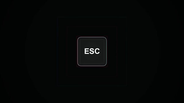 Minimalist Animated Escape Key Button on Dark Graphic Background