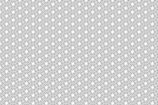 Elegant grey and white Moroccan quatrefoil seamless pattern featuring traditional Islamic star and cross motifs.