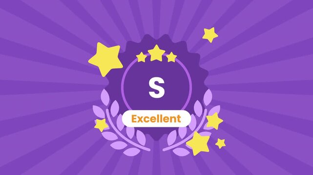 Dark F Grade Terrible Rating Badge Animation with Cracked Shadow Background Prores Alpha Channel 4K 60 fps