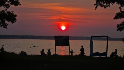 sunset on the beach  zalew zegrzyński zegrze jezioro zegrzyńskie Zegrze Reservoir, Zegrze, Lake Zegrze © mobile