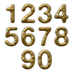 Naklejka premium set of golden numbers with bumping effect on white background, 3d illustration
