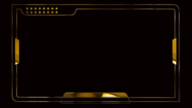 luxury gold blank photo frame for live streaming on the green screen background