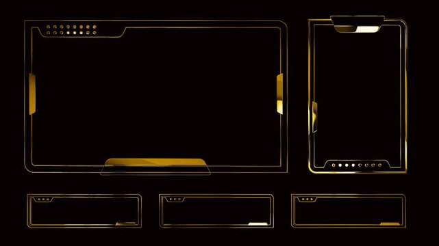 golden frame overlay for live streaming on the green screen background