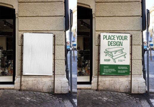 Mockup Of Customized Poster By Building