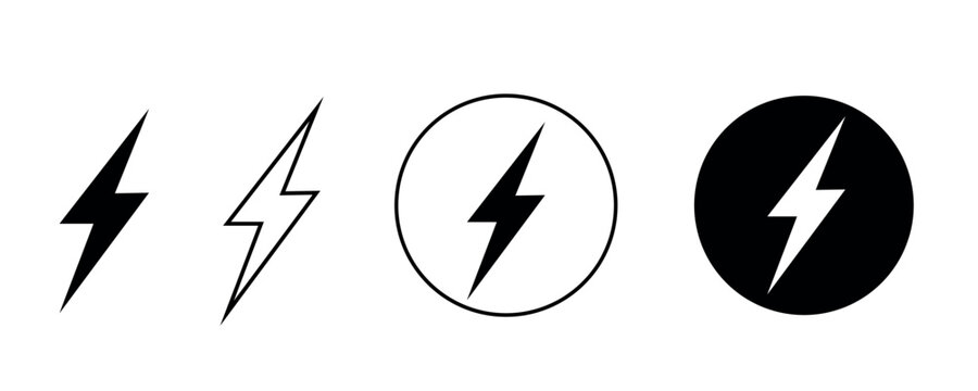 Lightning bolt icons set.Set lightning bolt.