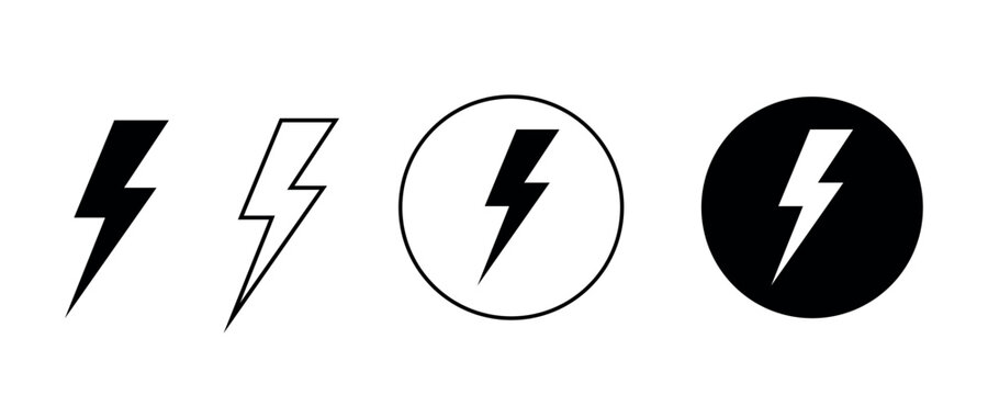 Lightning bolt icons set.Set lightning bolt.