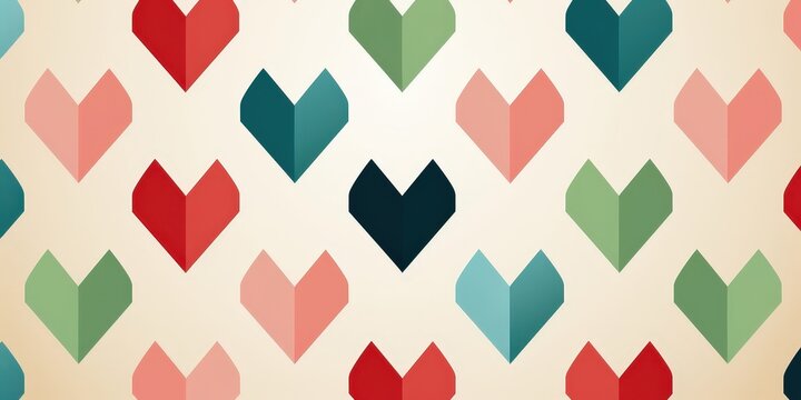 Abstract Pattern of Colorful Hearts with a Light Background