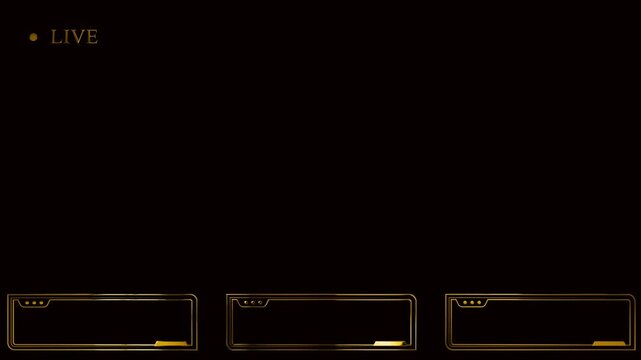 luxury gold lower third box lines for live streaming background