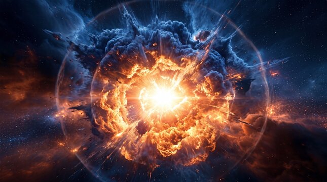 Cosmic Supernova Explosion with Shockwaves in Deep Space