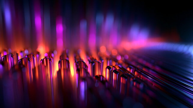 Abstract Fiber Optic Technology Background with Neon Lights