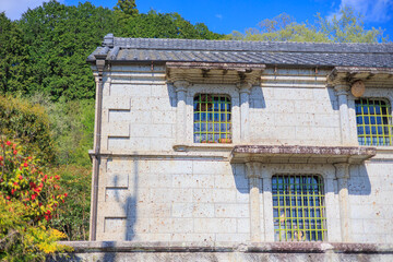 Byobuiwa Stone Company Stone Warehouse (West Warehouse) Built in 1908 in Oya, Utsunomiya, Tochigi, Japan © photok