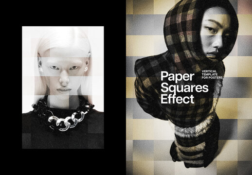 Vertical Paper Squares Photo Effect For Poster And Print Design