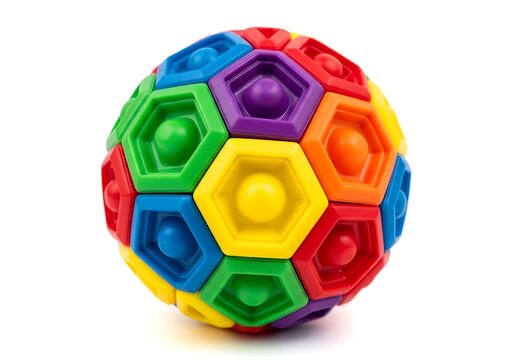 Colorful geometric foam ball with hexagons and pentagons
