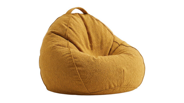 Comfortable brown bean bag chair for modern home living room decor isolated on transparent background
