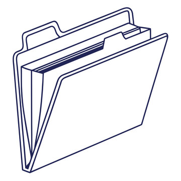 A simple black and white line art illustration of an open office document file folder with folder with folder