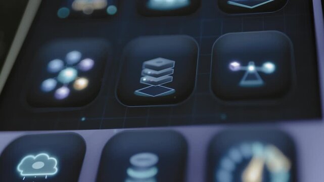 Server stack sits among infrastructure application icons