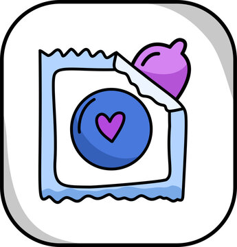 romantic condom packet wrapper with cute heart symbol