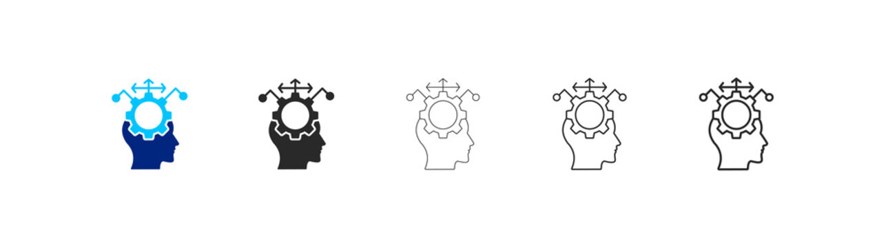 critical thinking icon pack in multiple styles. editable stroke