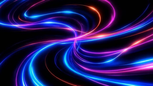Light Trails Background with Glowing Abstract Neon Waves for Web Header and Presentation