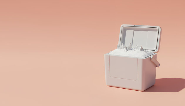 氷の山を詰め込んだオープンクーラーボックス