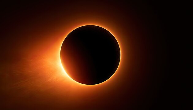 A total solar eclipse creates a glowing orange ring of light against dark space