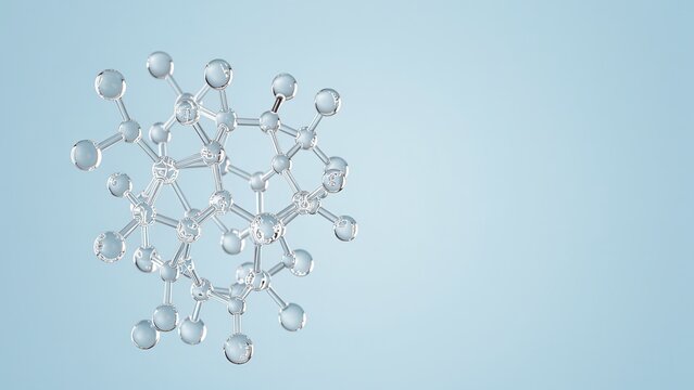 abstract crystalline molecular structure visualization for pharmaceutical science background on pastel blue for medical advertising