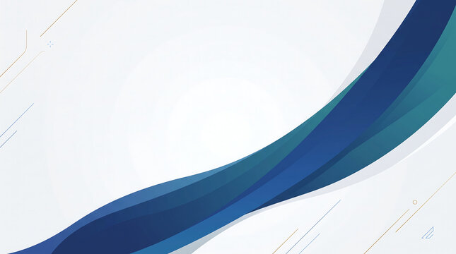 Clean white corporate background with dynamic navy blue gradient fluid curves and subtle line accents along the bottom. Designed for business proposals, brochures, and slide deck covers.