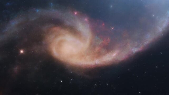 Glowing deep space nebula with swirling colorful gas clouds