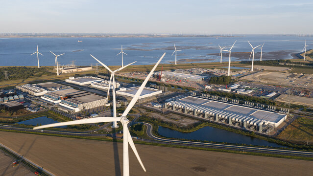 Aerial view of Hyperscale Data Center Campus in Eemshaven, Netherlands