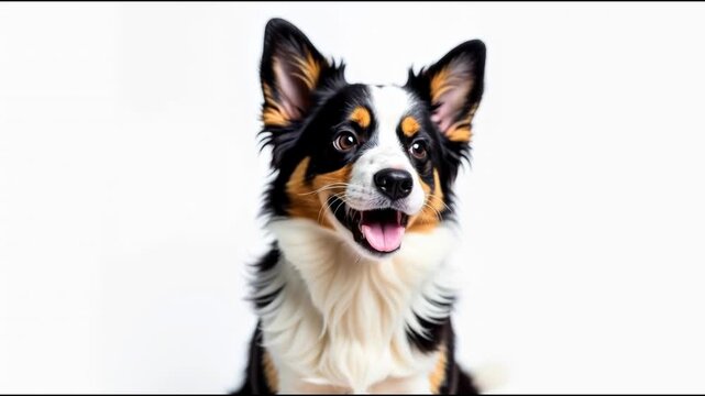 Close-up of a dog on a white background, suitable for advertising or editorial use
