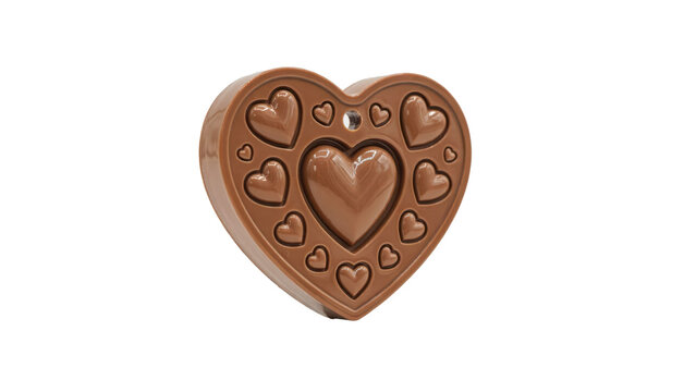 Brown plastic heart shaped mold with multiple embossed heart patterns for chocolate making isolated on a transparent background