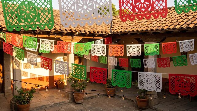 Colorful Mexican Papel Picado Decorations for Festive Celebration