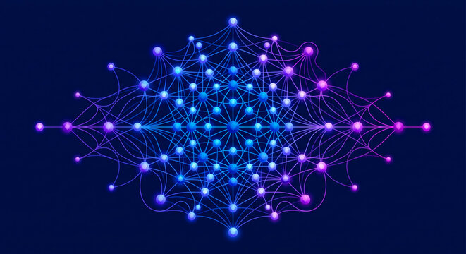 Futuristic Artificial Intelligence Neural Network Vector Illustration