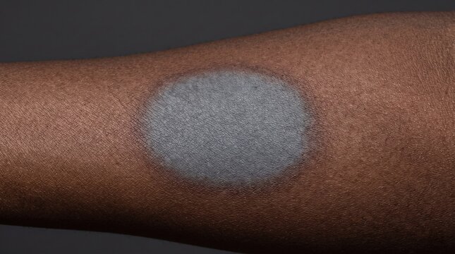 Circular grey ashy patch of ringworm tinea corporis on dark skin