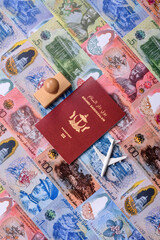 Brunei passport for travelling, flying and doing business. Brunei document, id © chernikovatv