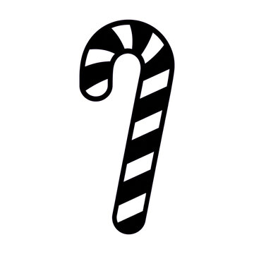 Christmas candy cane silhouette vector icon