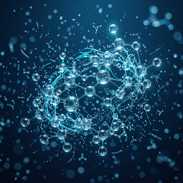 Abstract Blue Water Bubble Background with Floating Bubbles, Liquid Drops, Underwater Pattern and Winter Snowflake Decoration for Modern Wallpaper Design