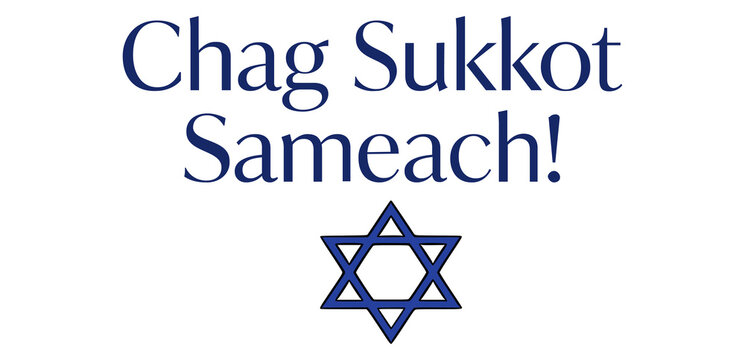 Chag Sukkot Sameach greeting banner vector with Star of David symbol